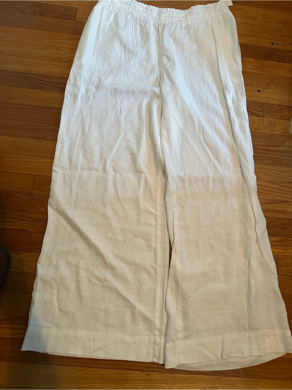 White Wide-Leg Linen Blend women's  Pants large